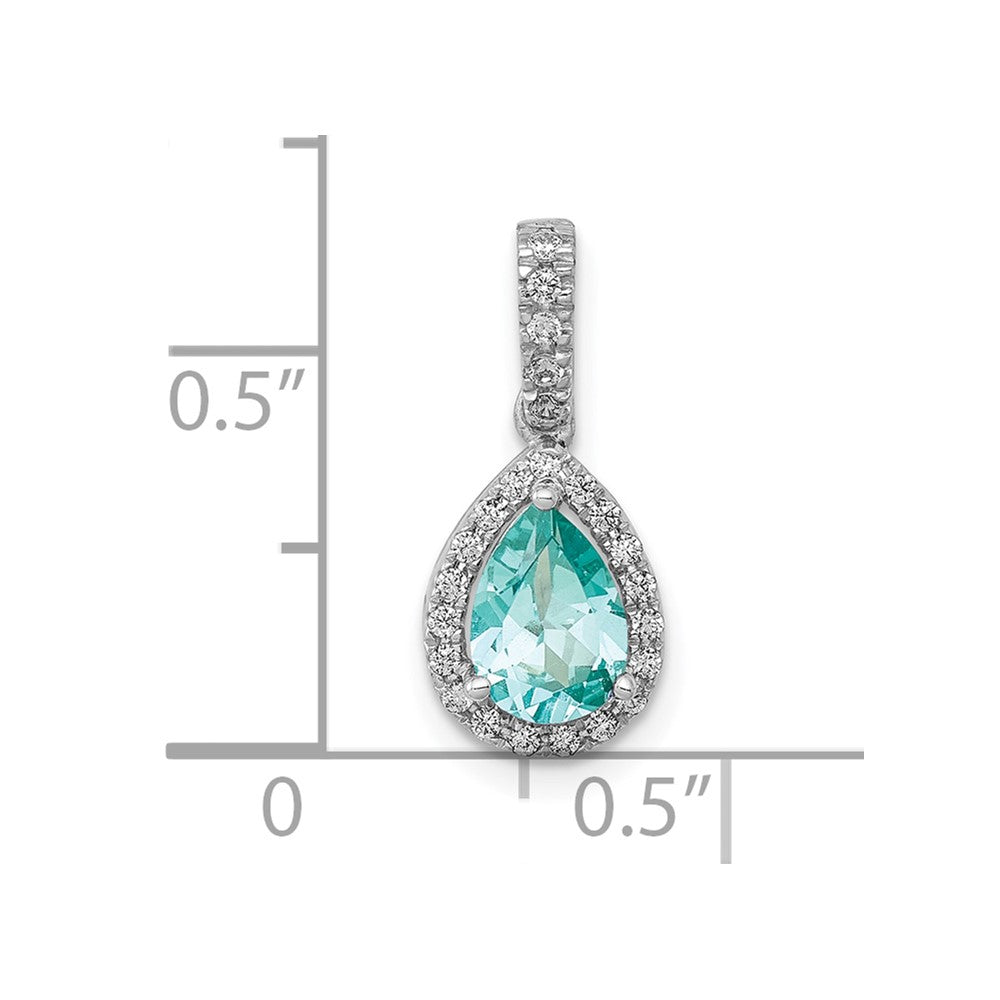 14kw 1/8 ct Lab Grown Dia VS/SI+ G+ & Cr Paraiba Pear Pendant