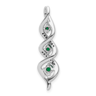 10kw 1/15 ct Lab Grown Dia VS/SI+ G+ & Cr Emerald Twist Chain Slide Pendant
