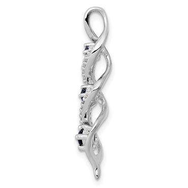 10kw 1/15ct Lab Grown Dia VS/SI+ G+ & Cr Sapphire Twist Chain Slide Pendant