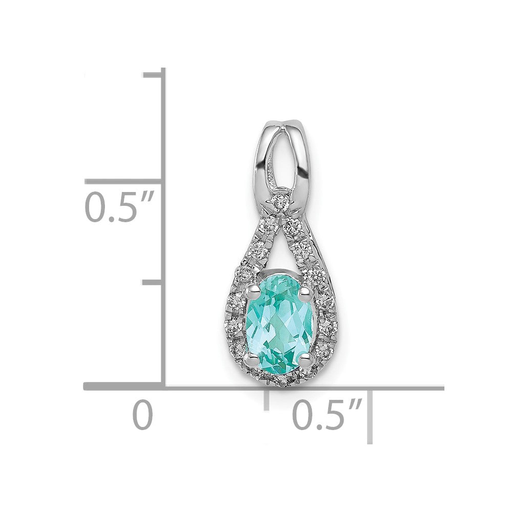 14kw 1/10 ct Lab Grown Dia VS/SI+ G+ & Cr Paraiba Teardrop Pendant
