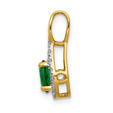 14k 1/10 carat Lab Grown Diamond VS/SI+ G+ & Created Emerald Pendant