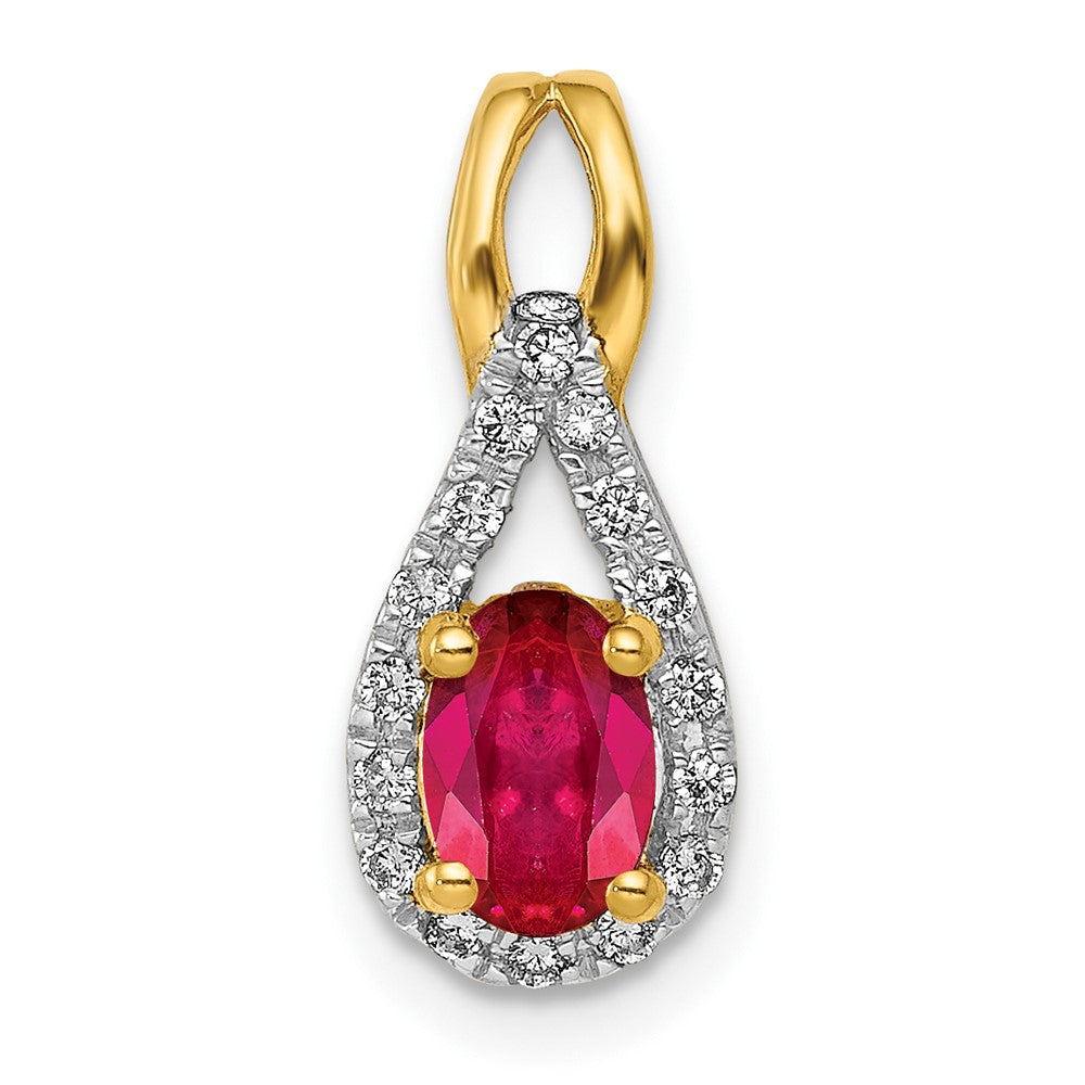14k 1/10 ct Lab Grown Diamond VS/SI+ G+ and Lab Created Ruby Pendant