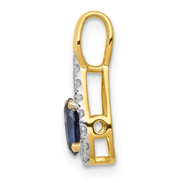 14k 1/10 carat Lab Grown Diamond VS/SI+ G+ & Cr Blue Sapphire Pendant
