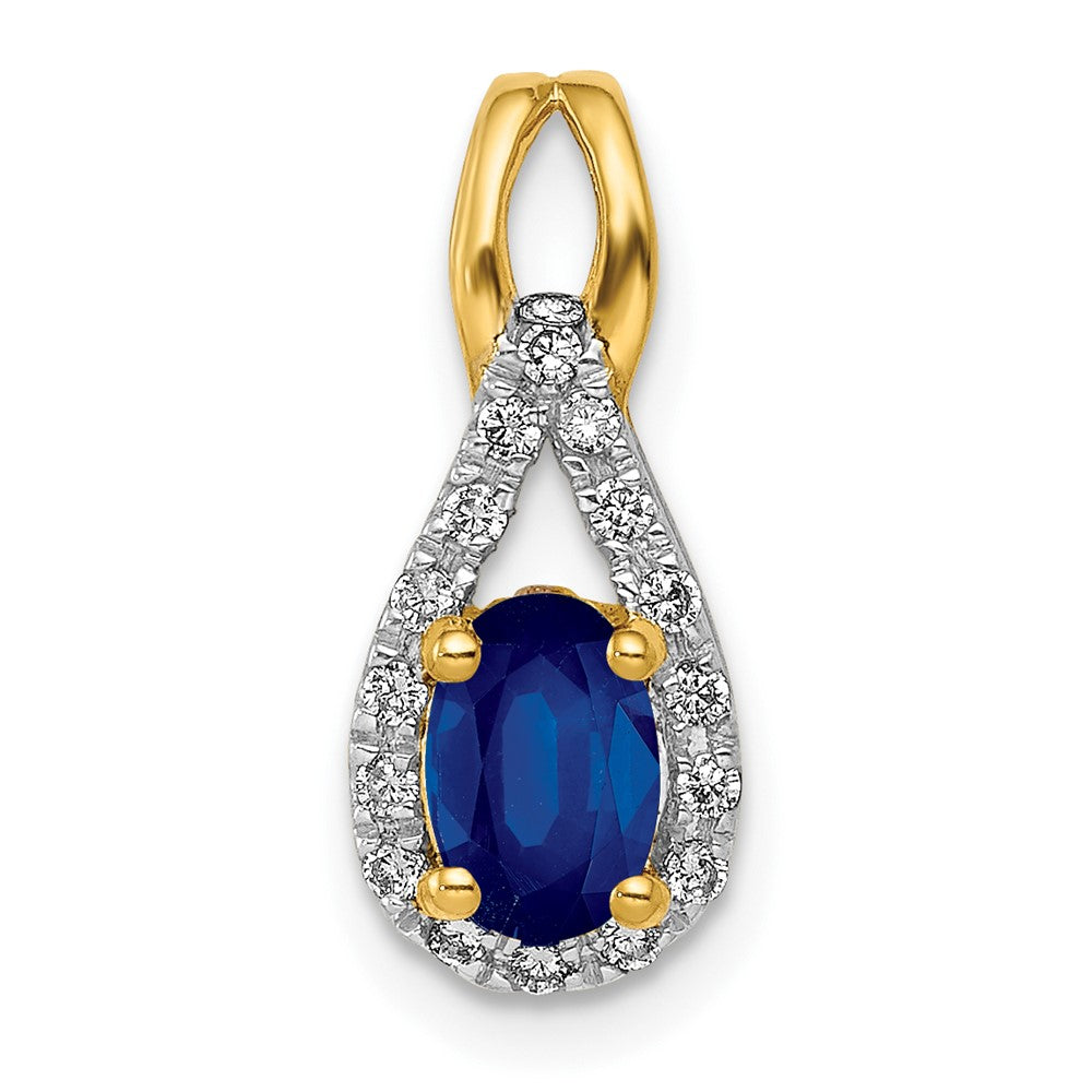 14k 1/10 carat Lab Grown Diamond VS/SI+ G+ & Cr Blue Sapphire Pendant
