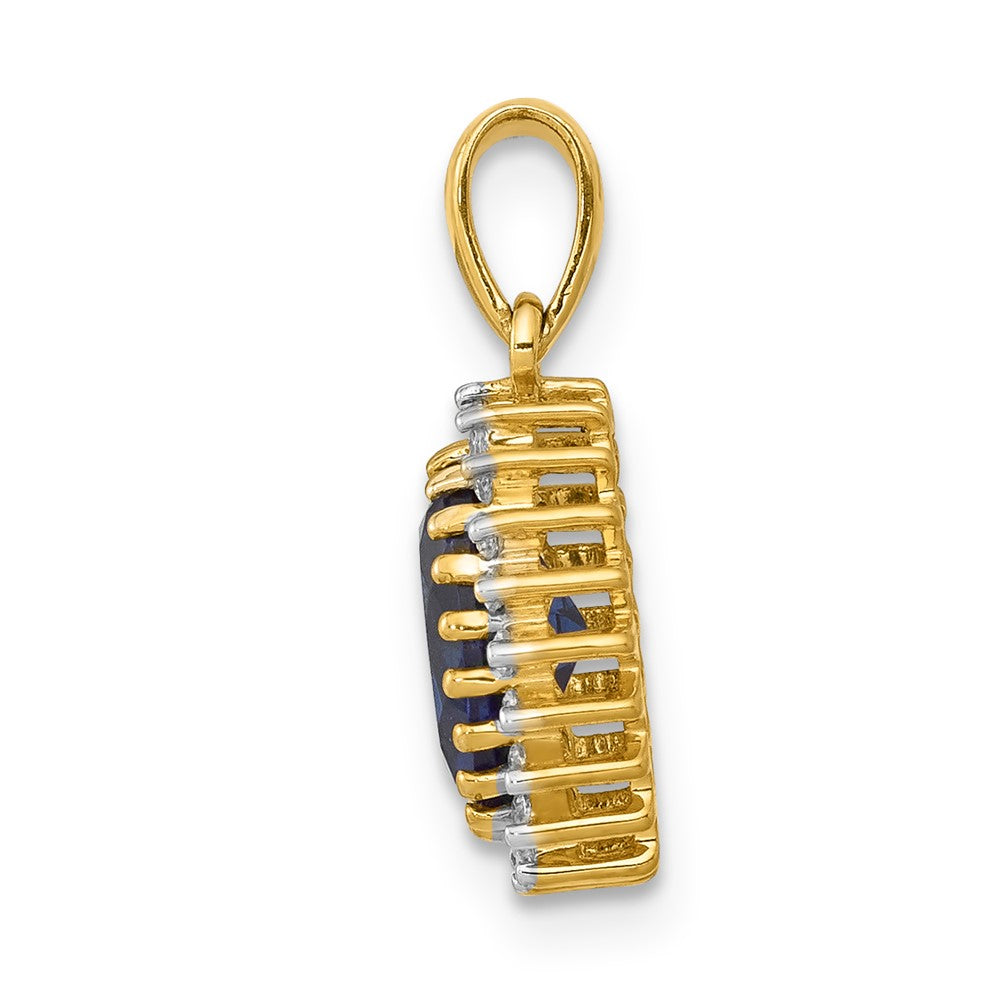 14k 1/10 ct Lab Grown Diamond VS/SI+ G+ & Created Blue Sapphire Pendant