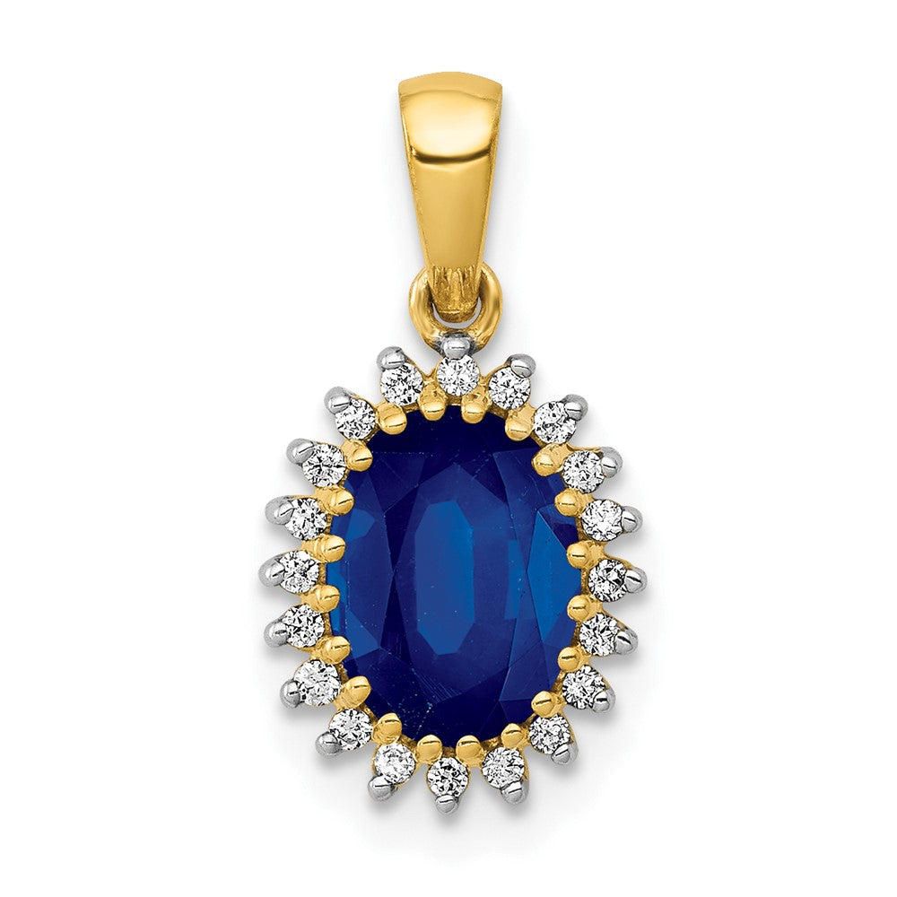 14k 1/10 ct Lab Grown Diamond VS/SI+ G+ & Created Blue Sapphire Pendant