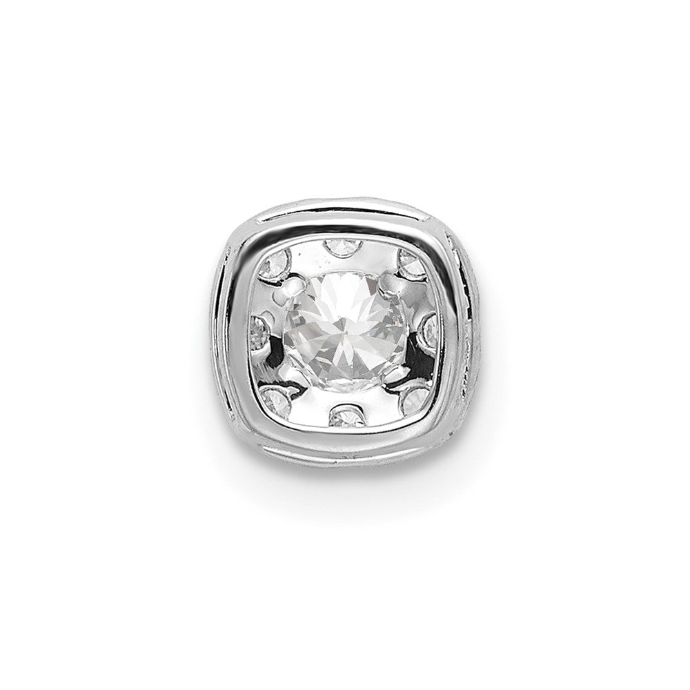 14k White Gold 1/3 ct Lab Grown Dia VS/SI+ G+ Cushion Halo Slide Pendant