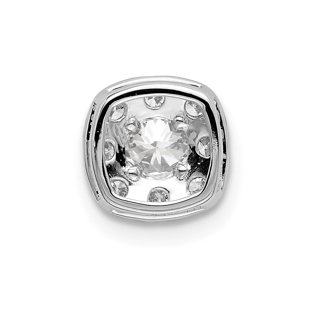 14k White Gold 1/2 ct Lab Grown Dia VS/SI+ G+ Cushion Halo Slide Pendant
