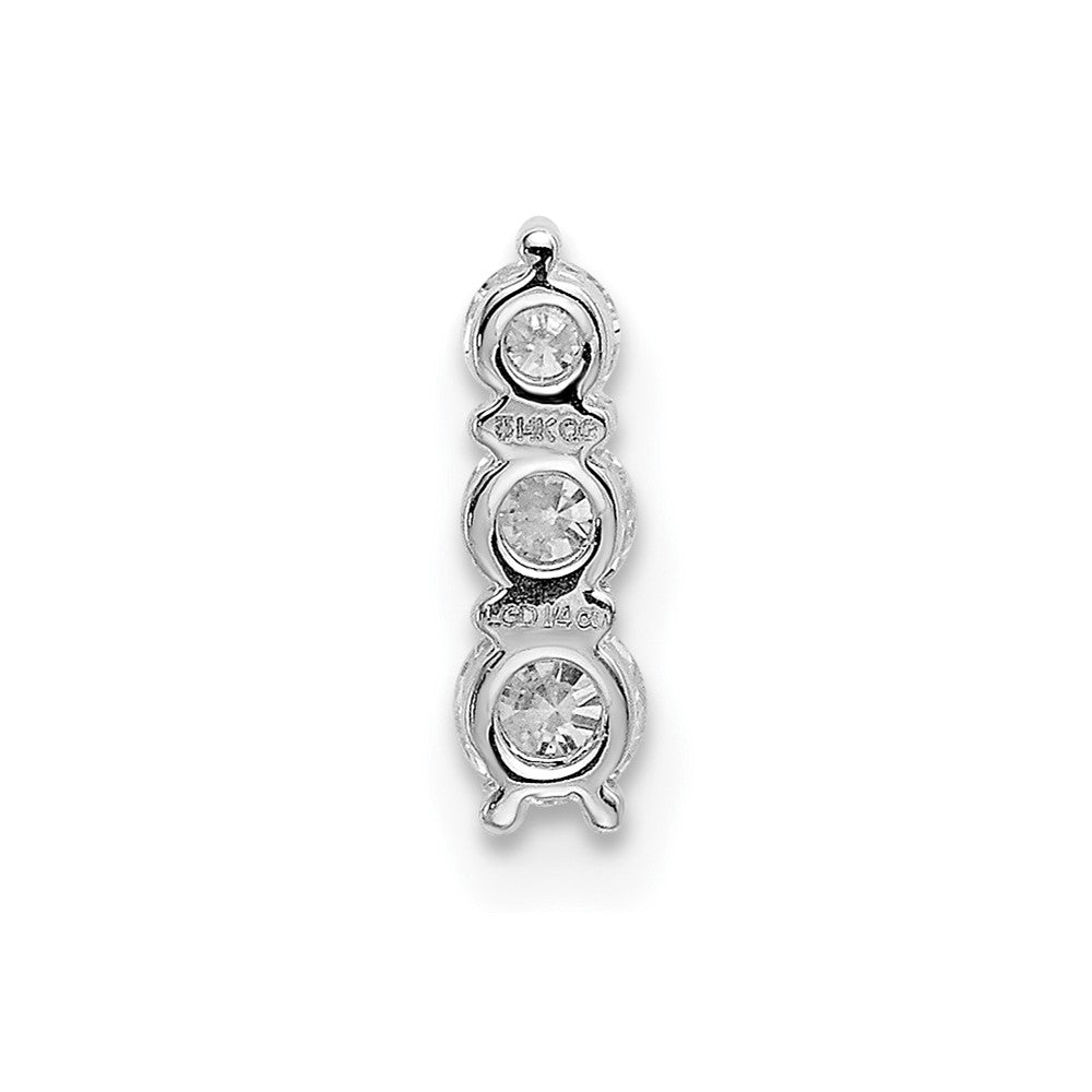 14k White Gold 1/4 ct Lab Grown Diamond VS/SI+ G+ 3 Stone Chain Slide