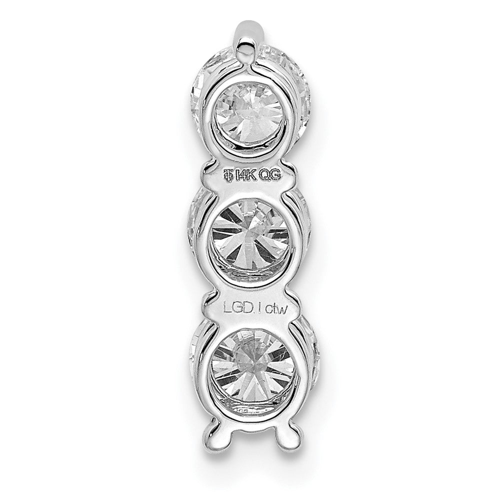 14k White Gold 1 ct Lab Grown Diamond VS/SI+ G+ 3 Stone Chain Slide