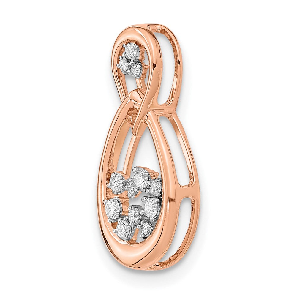 14k Rose Gold 1/8ct Lab Grown Dia VS/SI+ G+ Comp Dbl Teardrop Chain Slide