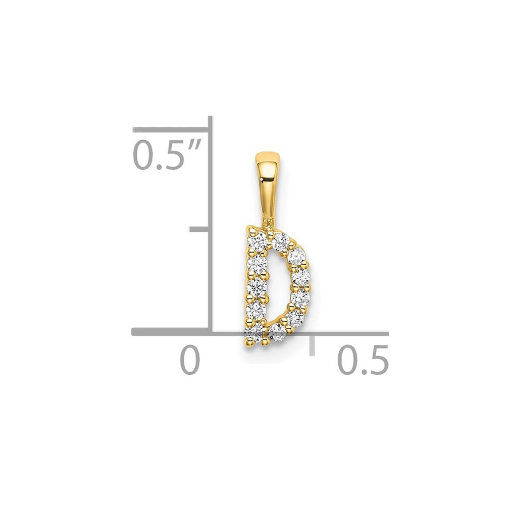 14k 1/10ct Lab Grown Diamond VS/SI+ G+ Complete Letter D Initial Pendant