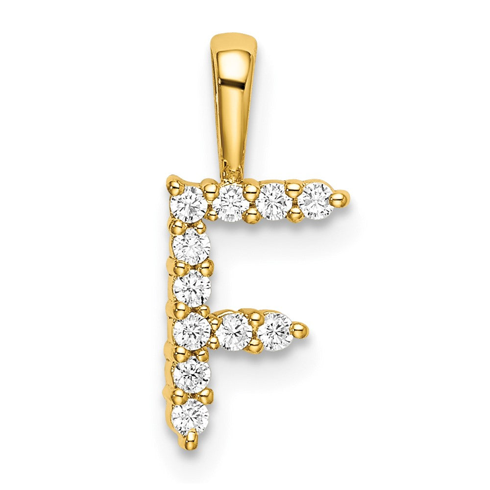 14k 1/8ct Lab Grown Diamond VS/SI+ G+ Complete Letter F Initial Pendant