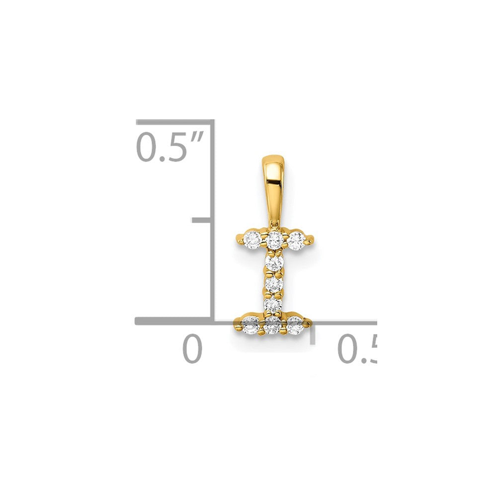 14k 1/10ct Lab Grown Diamond VS/SI+ G+ Complete Letter I Initial Pendant