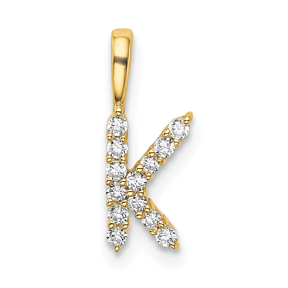 14k 1/8ct Lab Grown Diamond VS/SI+ G+ Complete Letter K Initial Pendant
