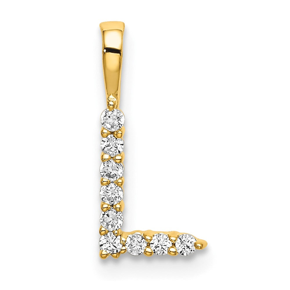 14k 1/10ct Lab Grown Diamond VS/SI+ G+ Complete Letter L Initial Pendant