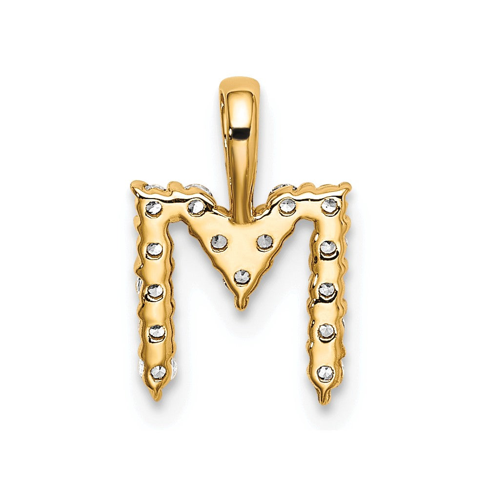14k 1/6ct Lab Grown Diamond VS/SI+ G+ Complete Letter M Initial Pendant