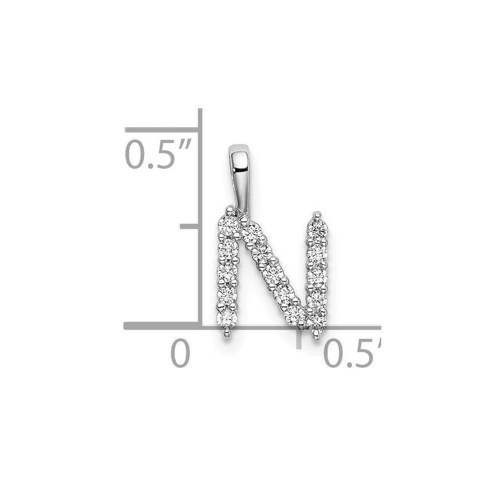 14kw 1/6ct Lab Grown Diamond VS/SI+ G+ Complete Letter N Initial Pendant