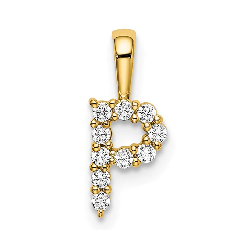14k 1/10ct Lab Grown Diamond VS/SI+ G+ Complete Letter P Initial Pendant