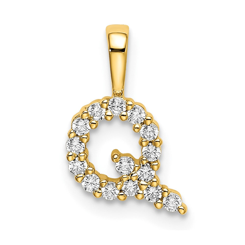 14k 1/6ct Lab Grown Diamond VS/SI+ G+ Complete Letter Q Initial Pendant