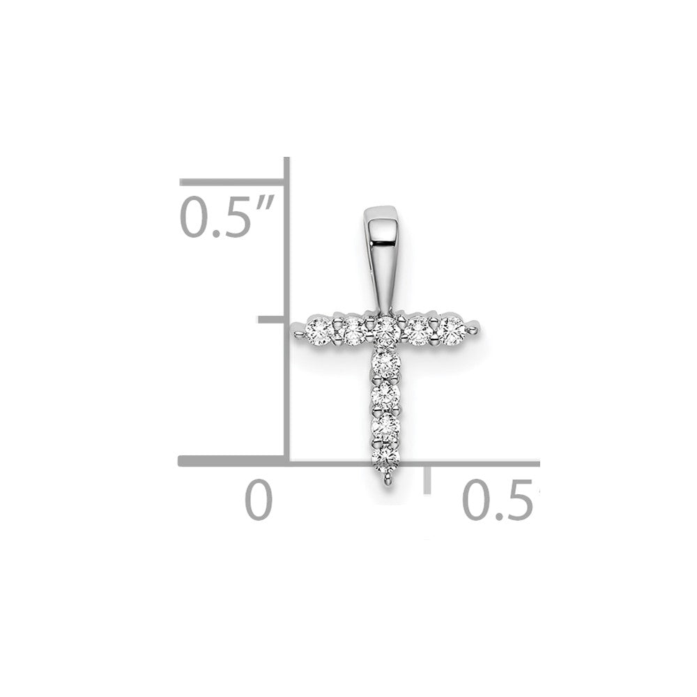 14kw 1/10ct Lab Grown Diamond VS/SI+ G+ Complete Letter T Initial Pendant