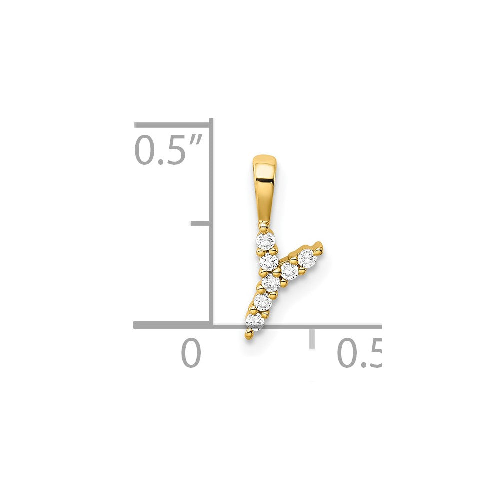 14k 1/15ct Lab Grown Diamond VS/SI+ G+ Complete Letter Y Initial Pendant