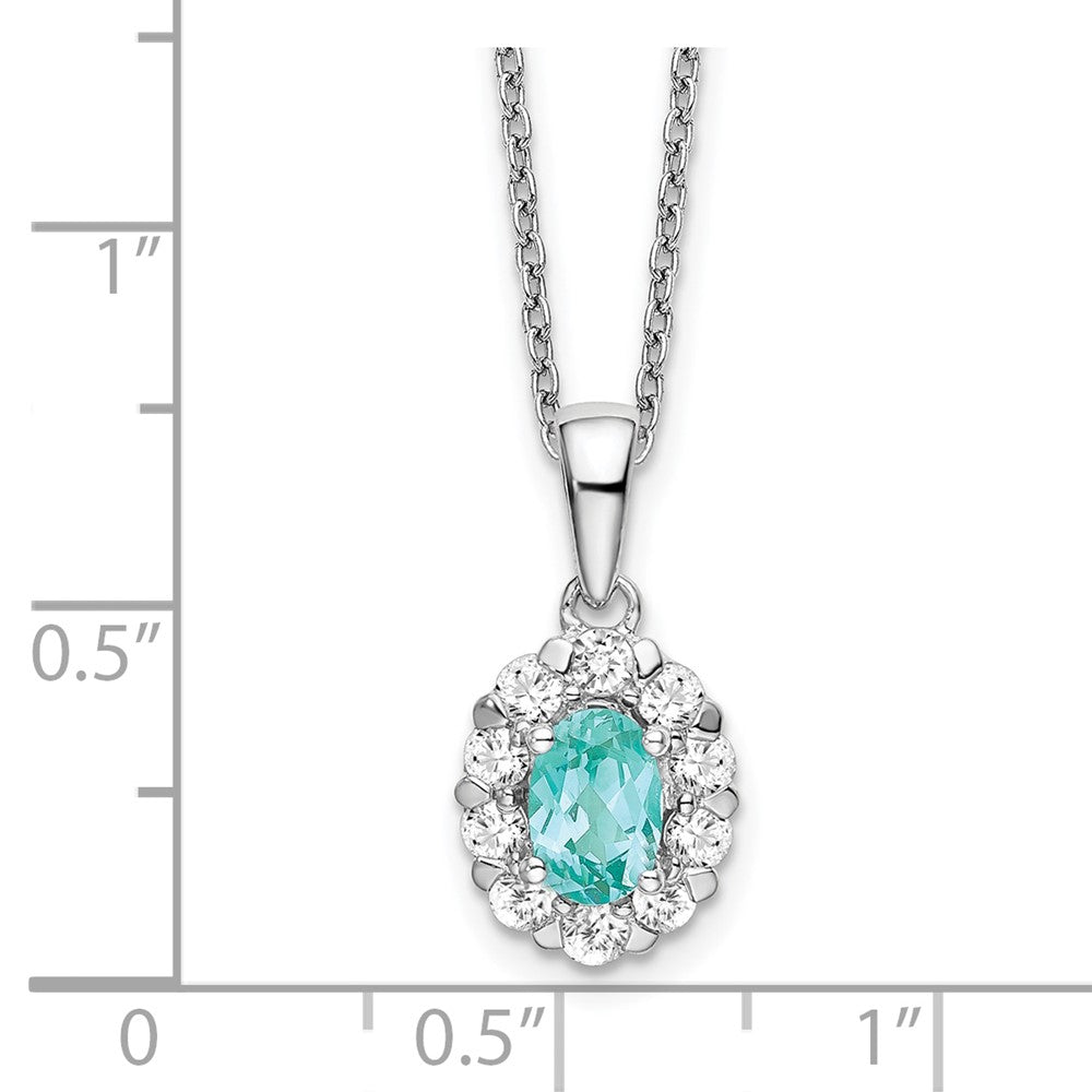 14kw 5/8 ct Lab Grown Dia VS/SI+ G+ & Cr Paraiba 18in Pendant Necklace