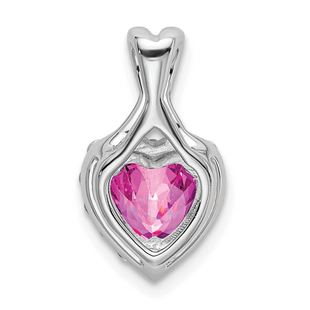 14kw 1/5ct Lab Grown Diamond VS/SI+ G+&Cr Pink Sapp Comp Heart Pendant