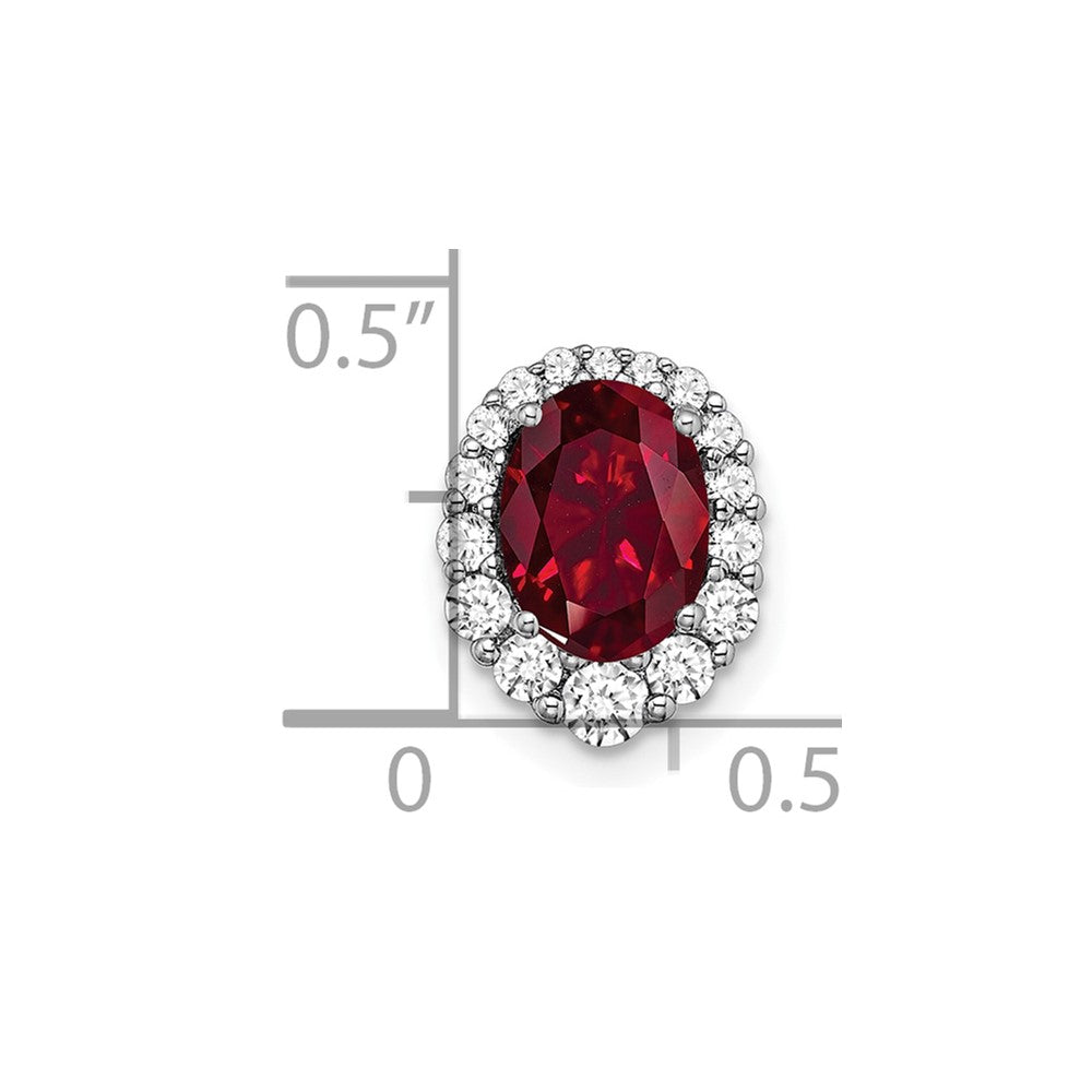 14k White Gold 1/3 ct Lab Grown Diamond VS/SI+ G+ & Cr Ruby Chain Slide
