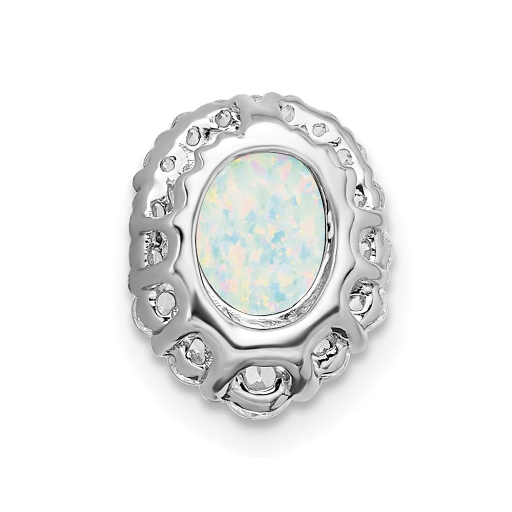 14kw 1/3 ct Lab Grown Diamond VS/SI+ G+ & Created Opal Chain Slide