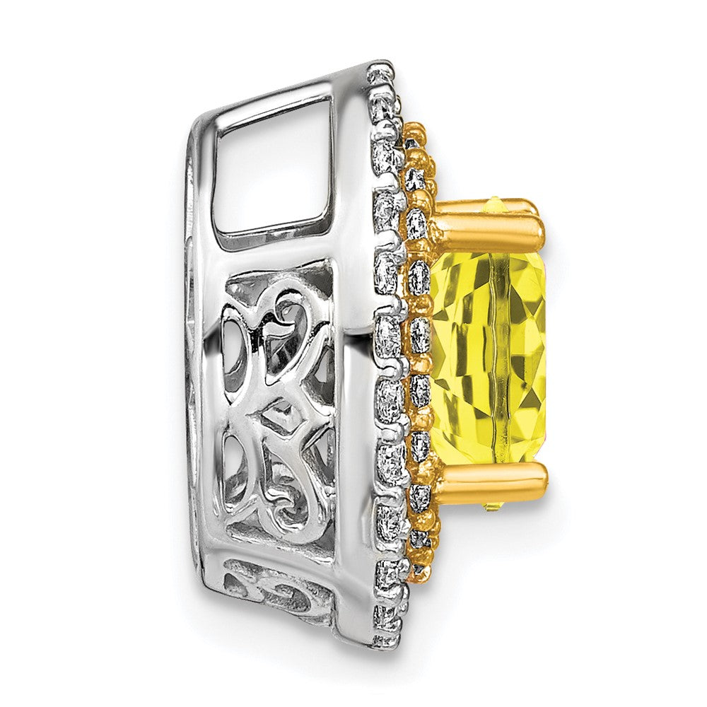 14ktt 1/5ct Lab Grown Dia VS/SI+ G+ & Cr Yellow Sapphire Chain Slide