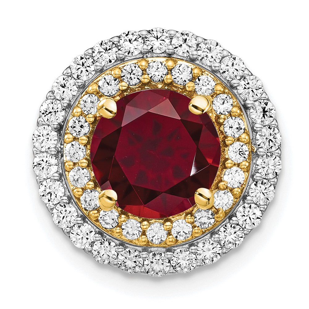 14k Two Tone 5/8 ct Lab Grown Diamond VS/SI+ G+ & Cr Ruby Chain Slide