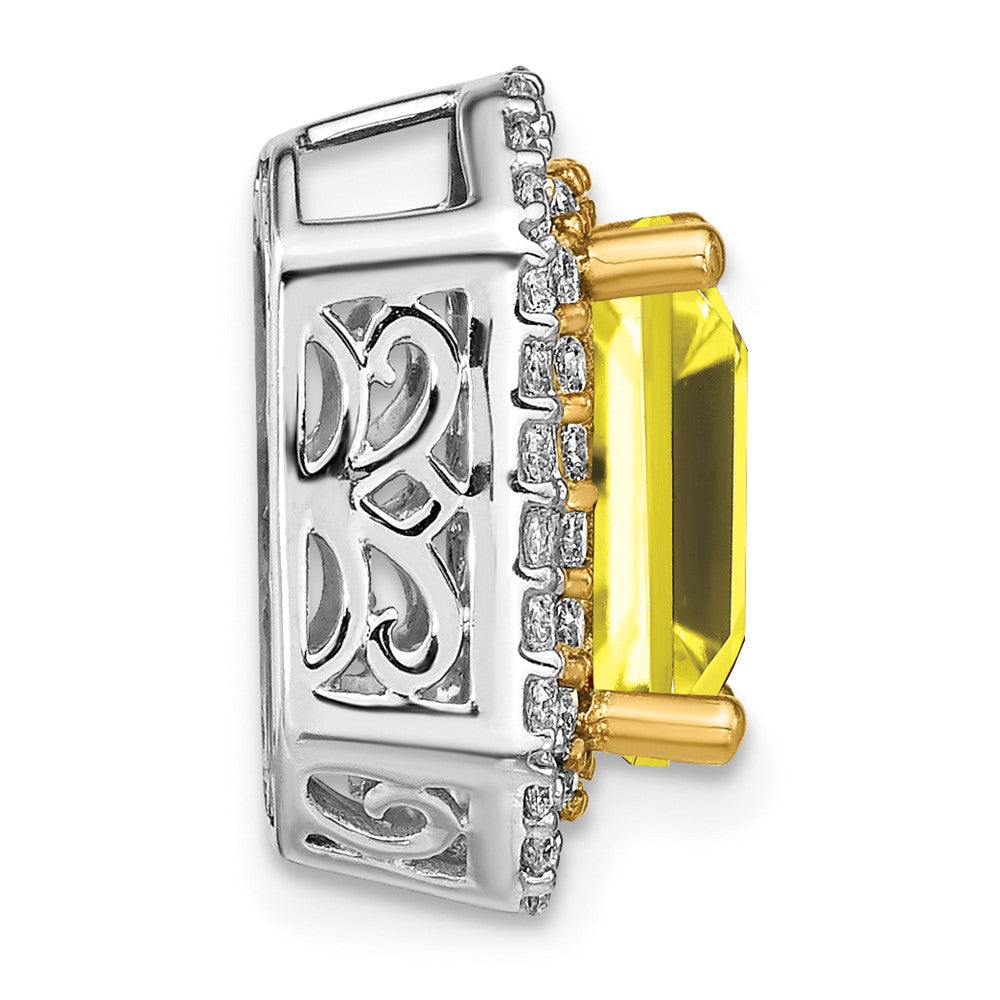 14ktt 5/8ct Lab Grown Dia VS/SI+ G+ &Cr Yellow Sapphire Comp Chain Slide