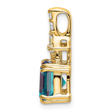 14k 1/5ct Lab Grown Diamond VS/SI+ G+ &Cr Alexandrite Comp Pendant
