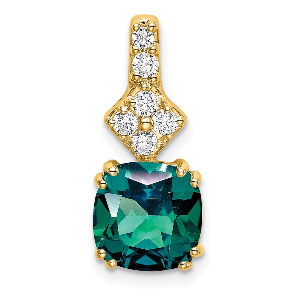 14k 1/5ct Lab Grown Diamond VS/SI+ G+ &Cr Alexandrite Comp Pendant