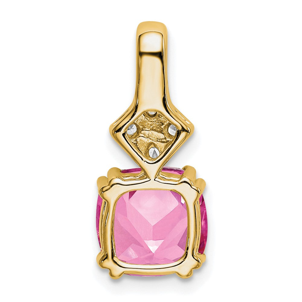 14k 1/5ct Lab Grown Diamond VS/SI+ G+ &Cr Pink Sapphire Comp Pendant
