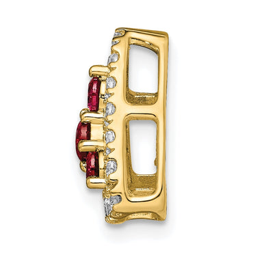 14k 1/2ct Lab Grown Diamond VS/SI+ G+ &Cr Ruby Comp Chain Slide