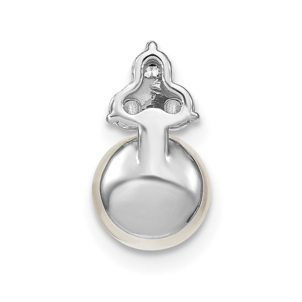 14K White Gold 1/5 ct Lab Grown Diamond VS/SI+ G+ & FWC Pearl Chain Slide