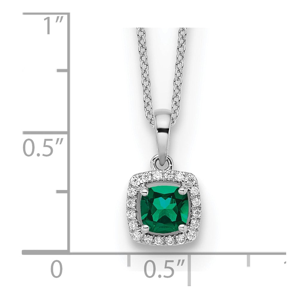 10kw 1/10ct Lab Grown Dia VS/SI+ G+ & Cr Emerald Comp 18in Necklace