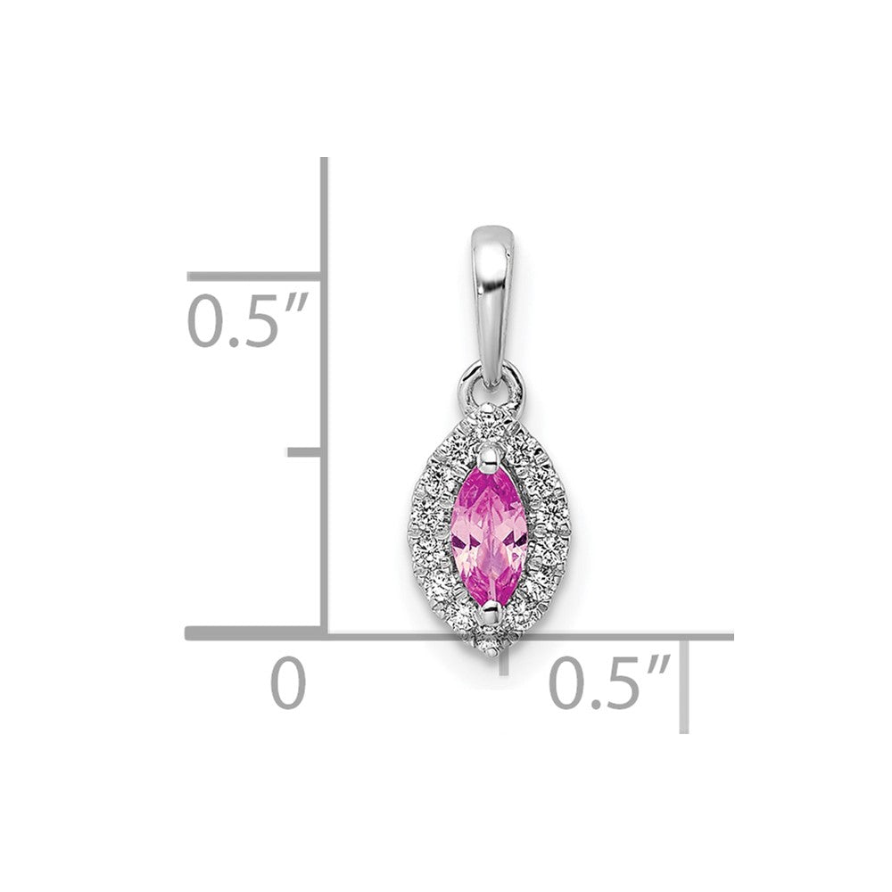 14kw 1/10 ct Lab Grown Dia VS/SI+ G+ & Cr Sapphire Oct Birthstone Pendant