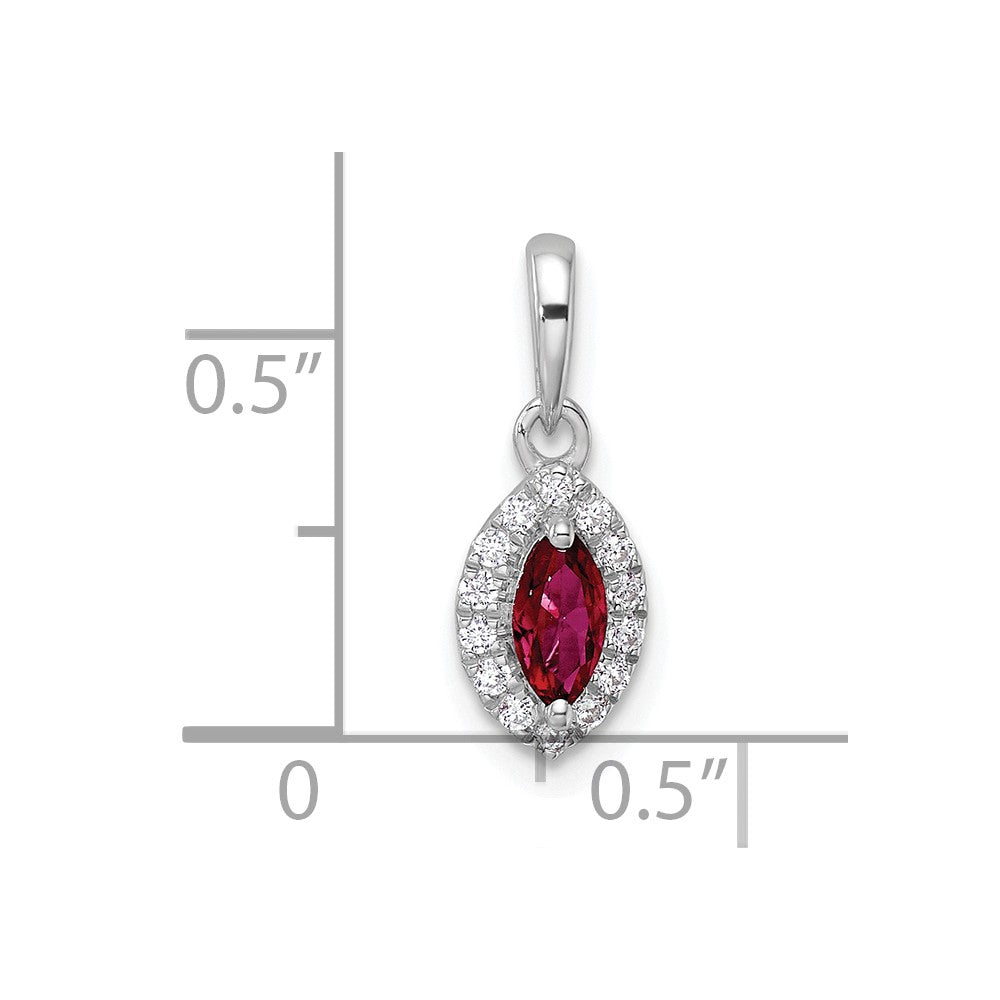 14kw 1/10 ct Lab Grown Dia VS/SI+ G+ & Cr Ruby July Birthstone Pendant