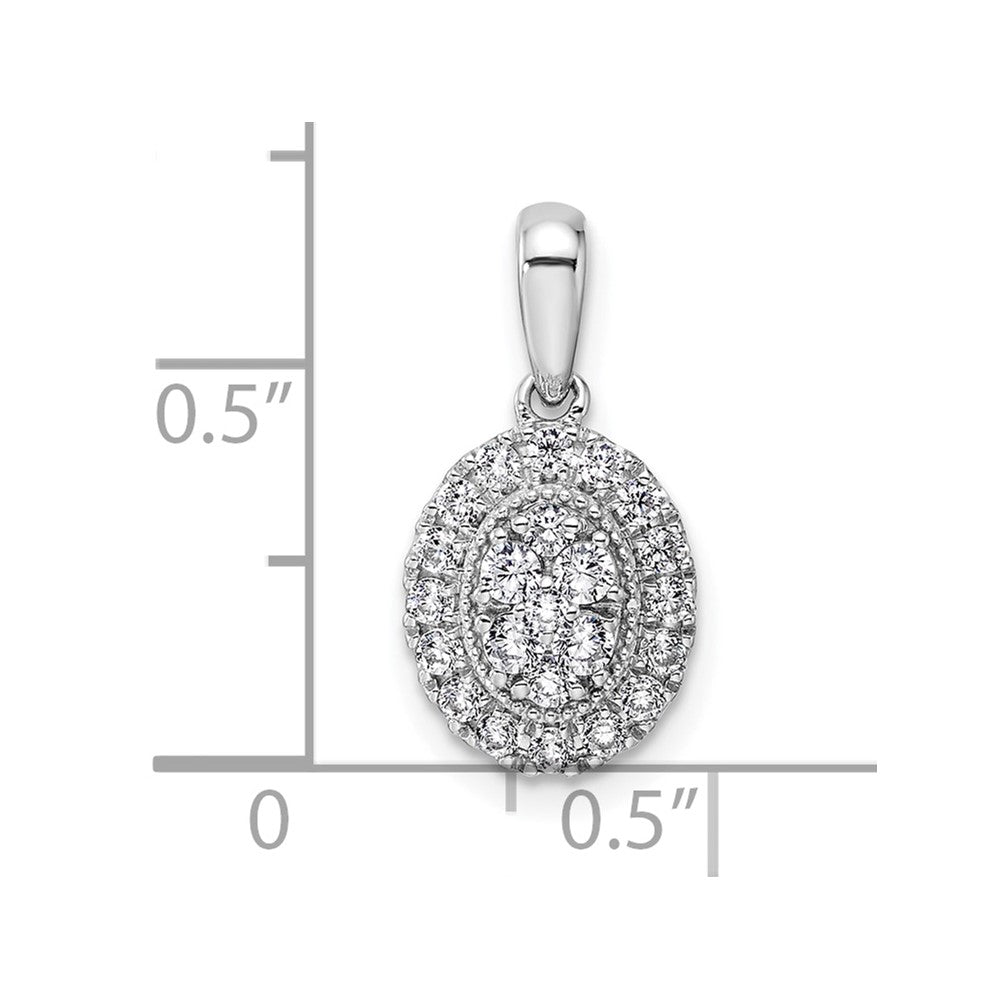 14k White Gold 3/8 ct Lab Grown Diamond VS/SI+ G+ Oval Halo Pendant