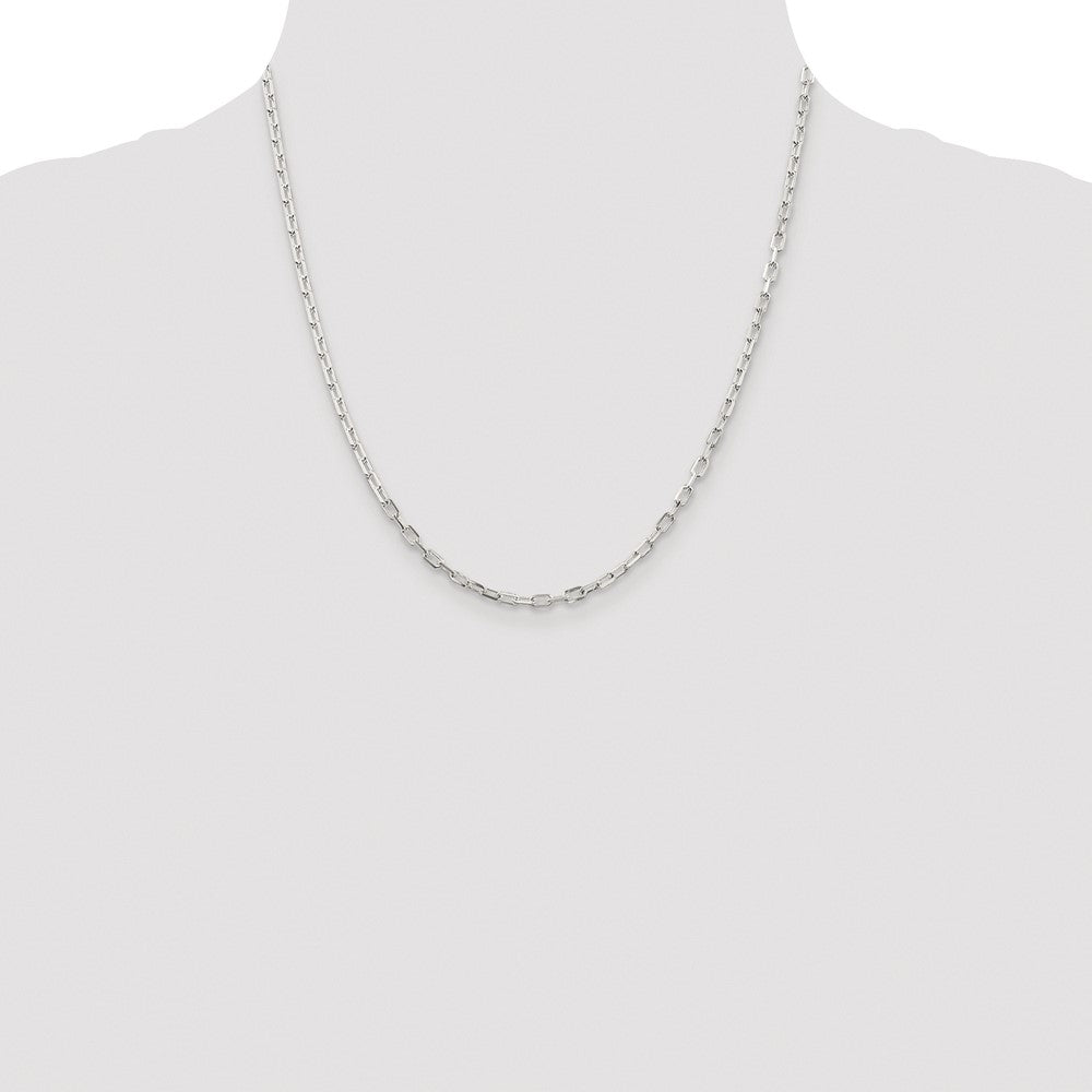 Sterling Silver Rhodium-plated 2.9mm Diamond-cut Long Link Cable Chain