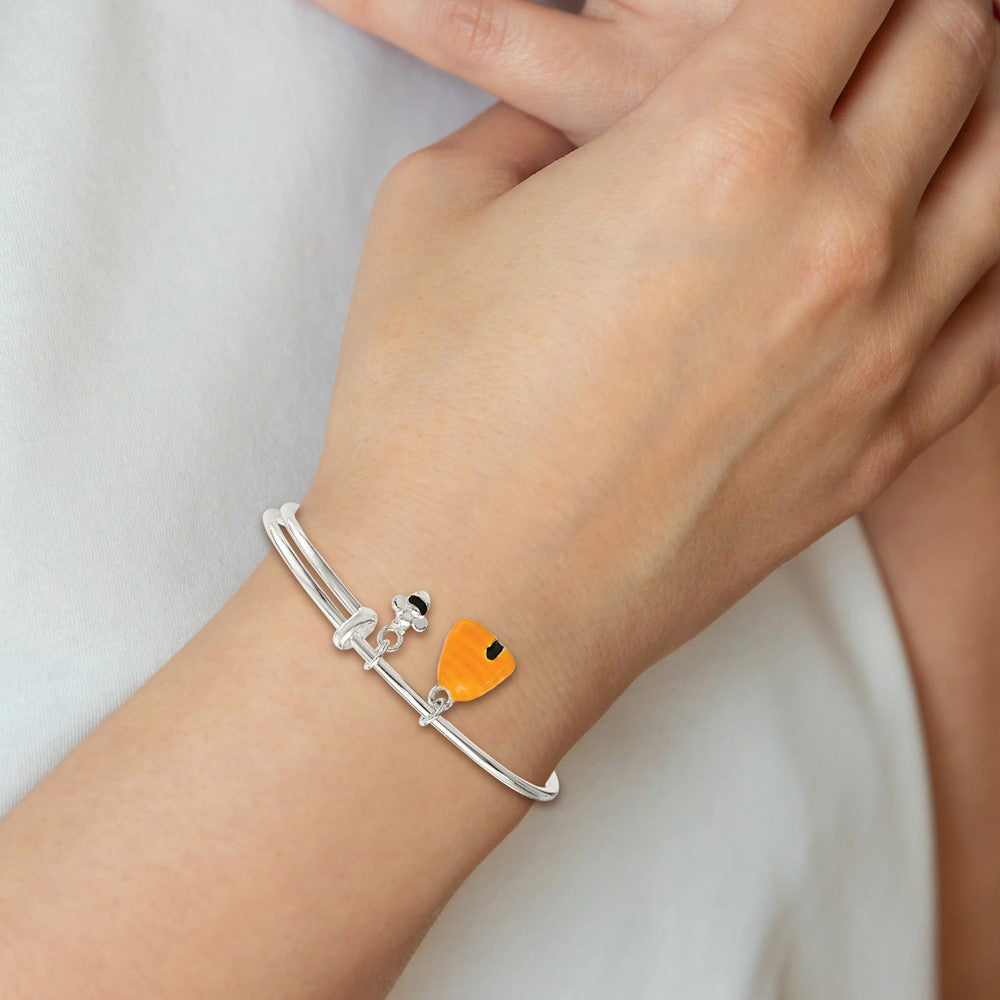 Sterling Silver Enameled Bee & Beehive Expandable Bangle