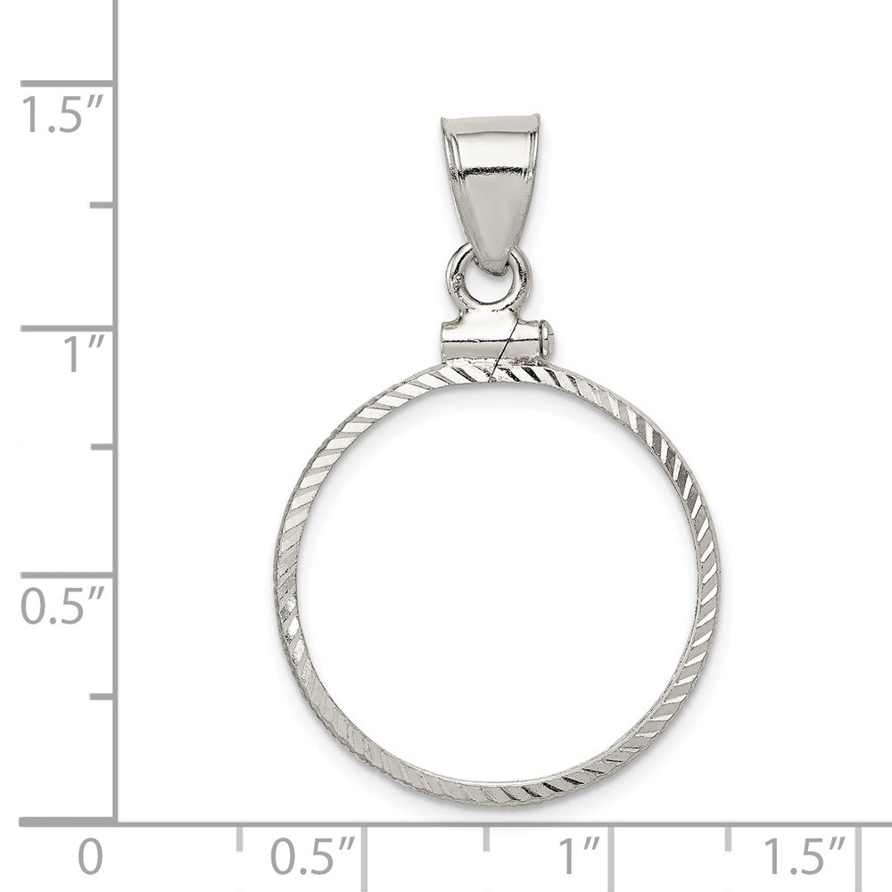 Sterling Silver 21.1 x 2mm $0.05 Screw Top Coin Diamond-cut Bezel Pendant