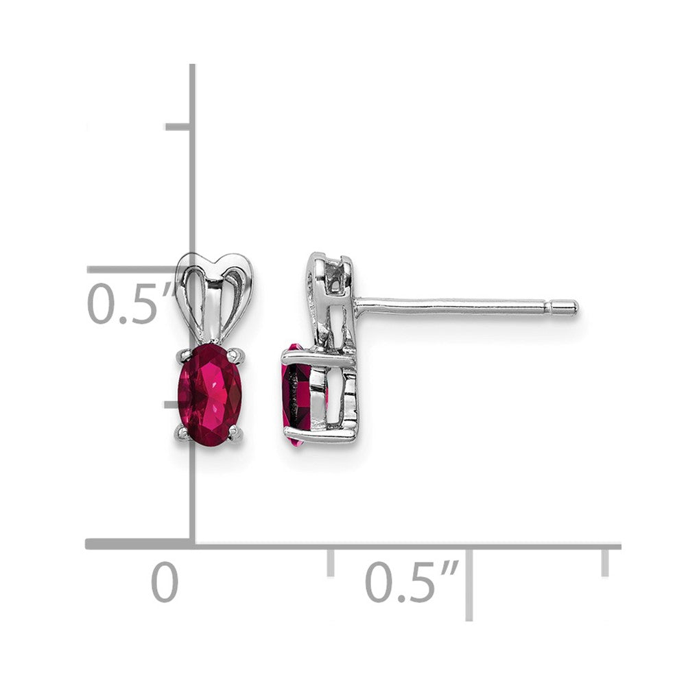 Sterling Silver Rhodium-plated Created Ruby Earrings