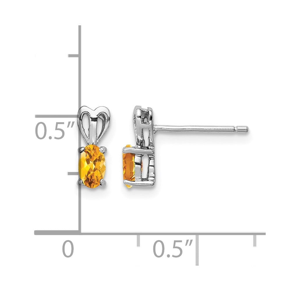 Sterling Silver Rhodium-plated Citrine Earrings