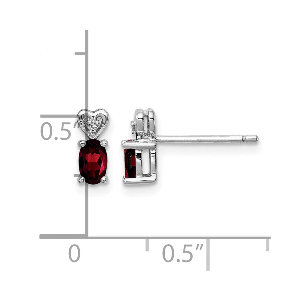 Sterling Silver Rhodium-plated Garnet & Diam. Earrings