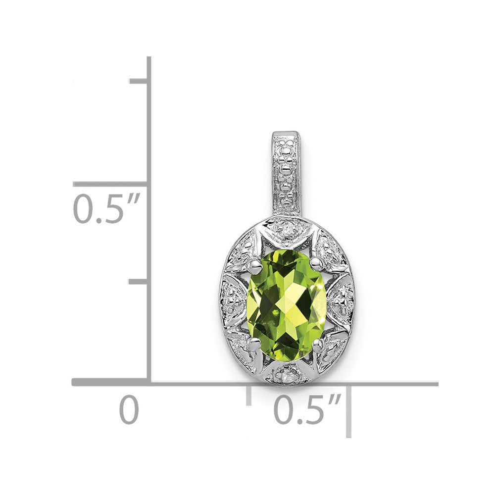 Sterling Silver Rhodium-plated Diam. & Peridot Pendant