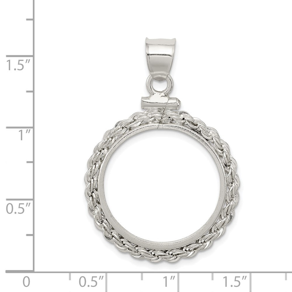 Sterling Silver 21.1 x 2mm $0.05 Screw Top Coin Rope Polished Bezel Pendant